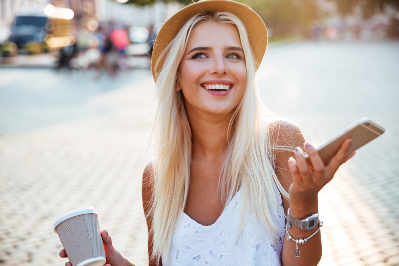 woman after porcelain veneers
